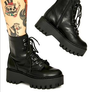 DollsKill “Onyx Too Famous” combat boots